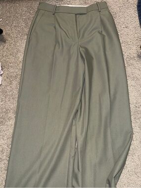 Zara Olive Green Trousers with Light Trim